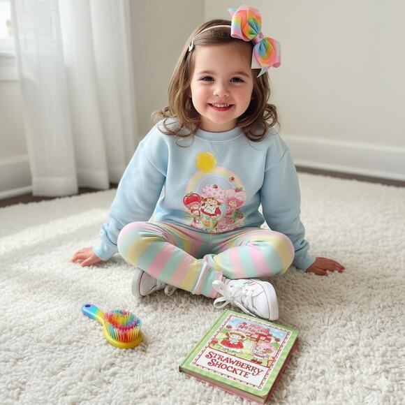 Strawberry Shortcake Kids Crewneck Sweatshirt NWT – Light Blue🍓🌈 - Picture 2 of 13